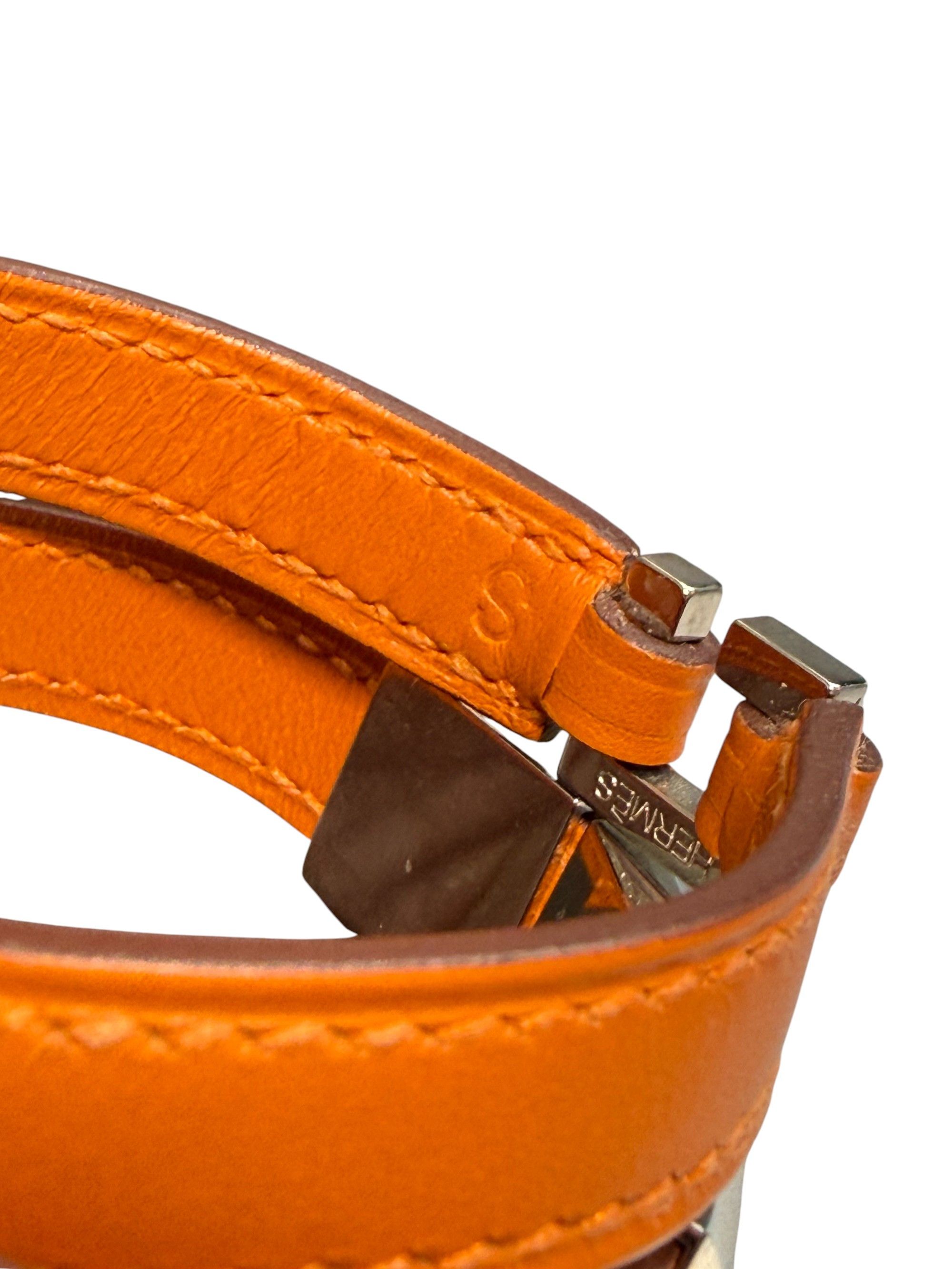 Hermes Hermes Medor Double Wrap Leather Bracelet Orange Small Size ONE SIZE - 10 Thumbnail
