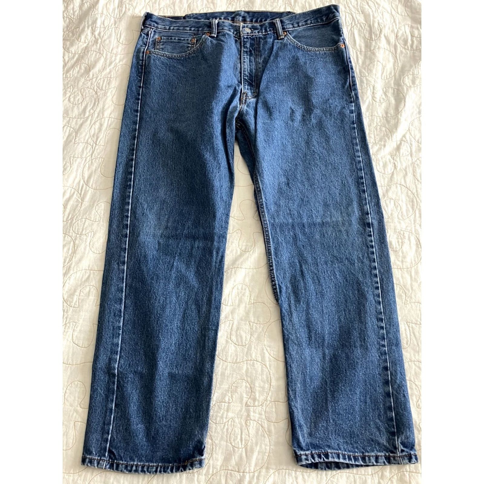 Levi's VINTAGE Levi’s 505 Regular Straight Leg Blue Denim Jeans 40x30 Missing Belt Loop Work Size US 40 / EU 56 - 3 Thumbnail