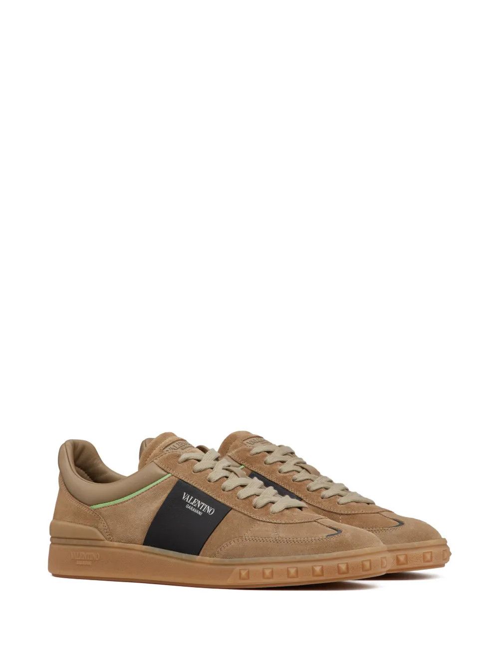 Valentino o1y0525 Logo Leather Low-Top Sneakers in Beige/Black Size US 9 / EU 42 - 2 Thumbnail
