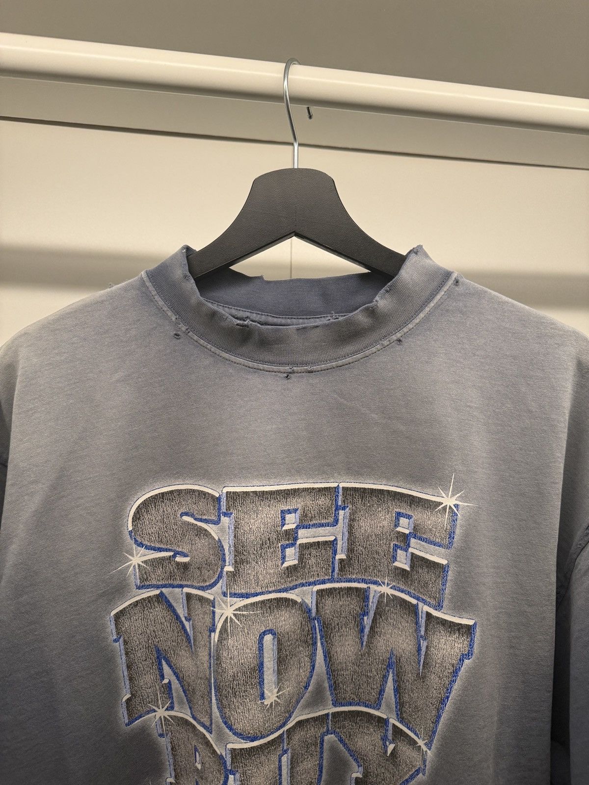 Balenciaga Balenciaga see new buy now blue faded distressed T-Shirt Size US S / EU 44-46 / 1 - 4 Thumbnail