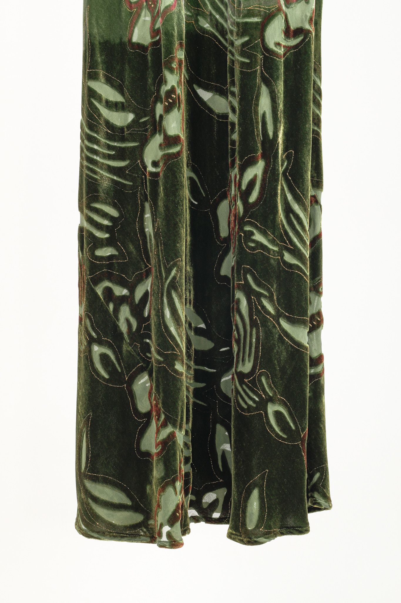 Other Citron Santa Monica Green Floral-Burnout Velvet Maxi Dress Size M / US 6-8 / IT 42-44 - 6 Thumbnail