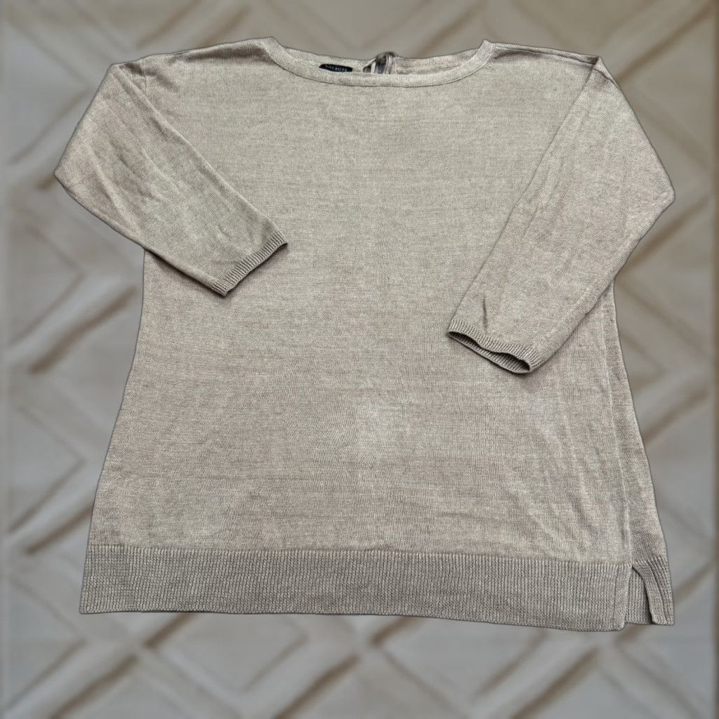 Talbots Talbots Women's Sweater Pullover Knit Casual Long Sleeve S Tan Brown Linen Fall Spring Summer Winter Classic Size S / US 4 / IT 40 - 1 Thumbnail