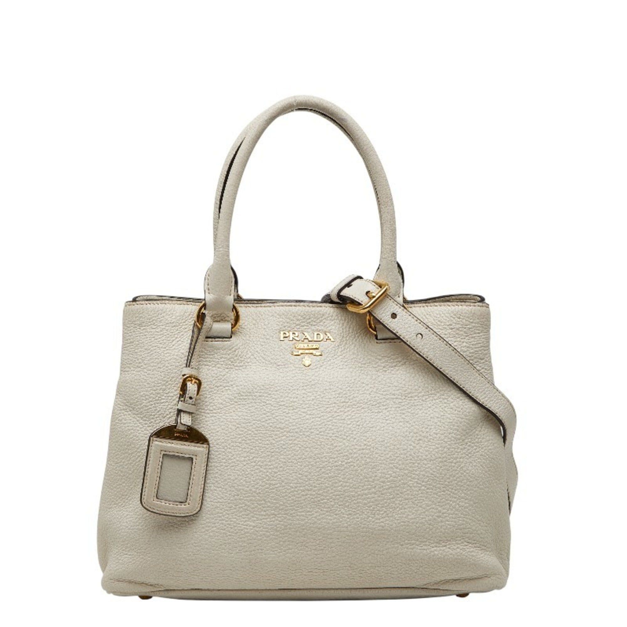Prada Prada 2-Way Shoulder Bag/Handbag 1BA058 White Leather Women's PRADA Size ONE SIZE - 1 Thumbnail