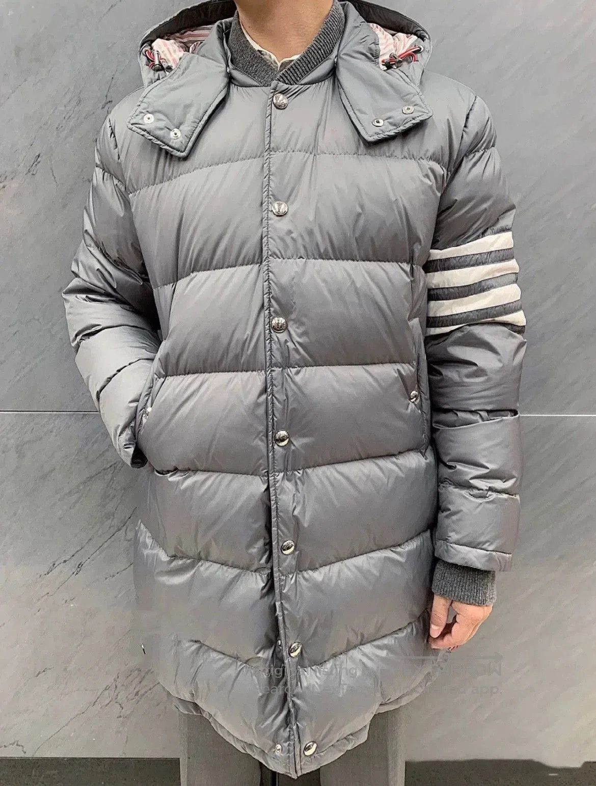 Thom Browne gray long down jacket size 4. Size US XL / EU 56 / 4 - 7 Thumbnail
