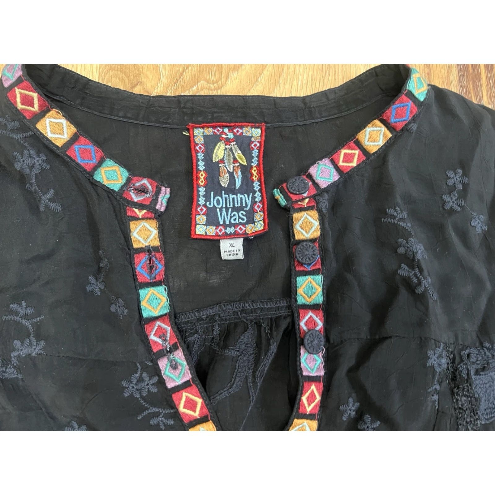 Johnny Was Johnny Was Blouse Women XL Black Santa Fe Leta Southwestern Sheer Horse Tunic Size XL / US 12-14 / IT 48-50 - 3 Thumbnail