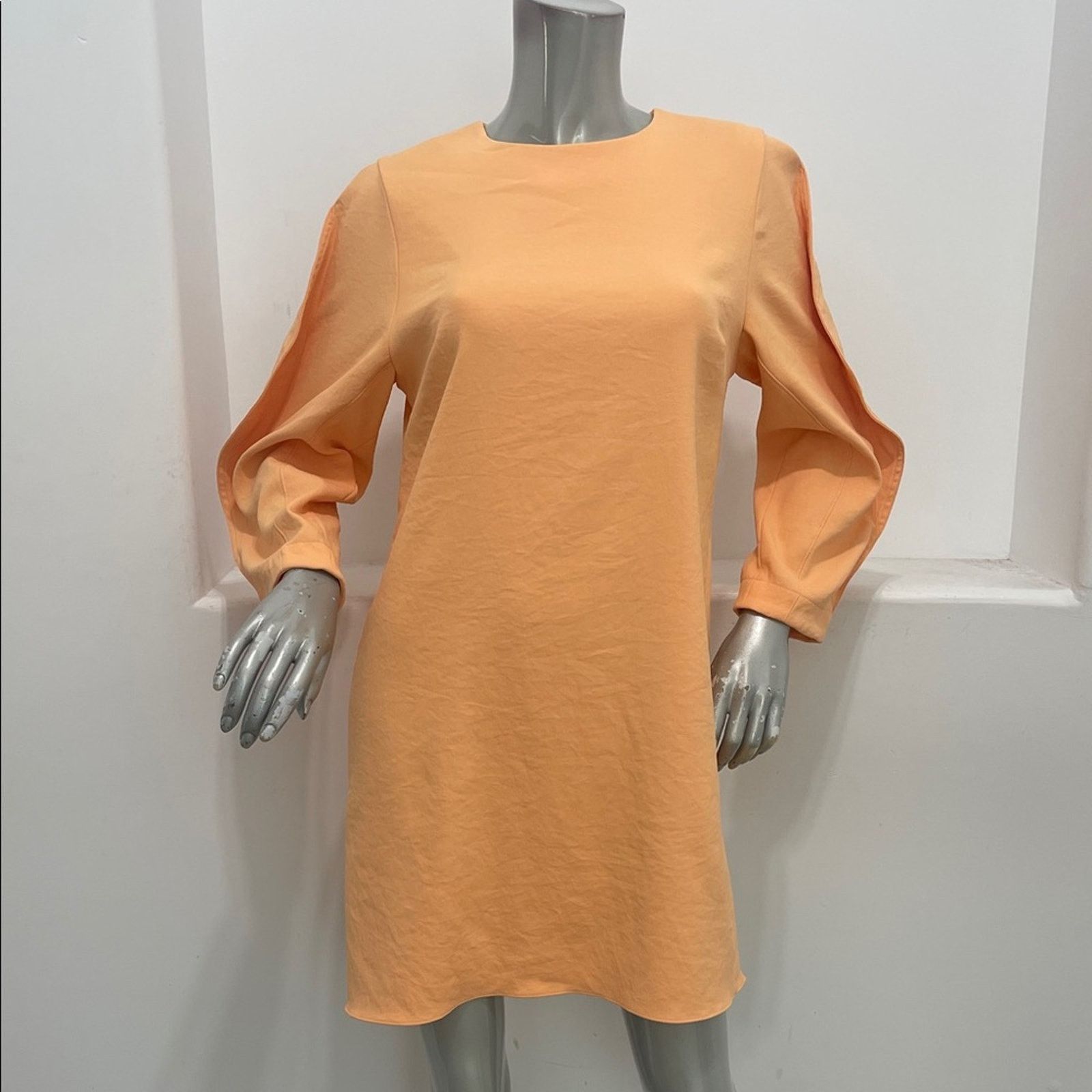 Tibi Tibi Chalky Drqpe Origami-Sleeve Orange Mini Shift Dress 6 Size M / US 6-8 / IT 42-44 - 12 Thumbnail