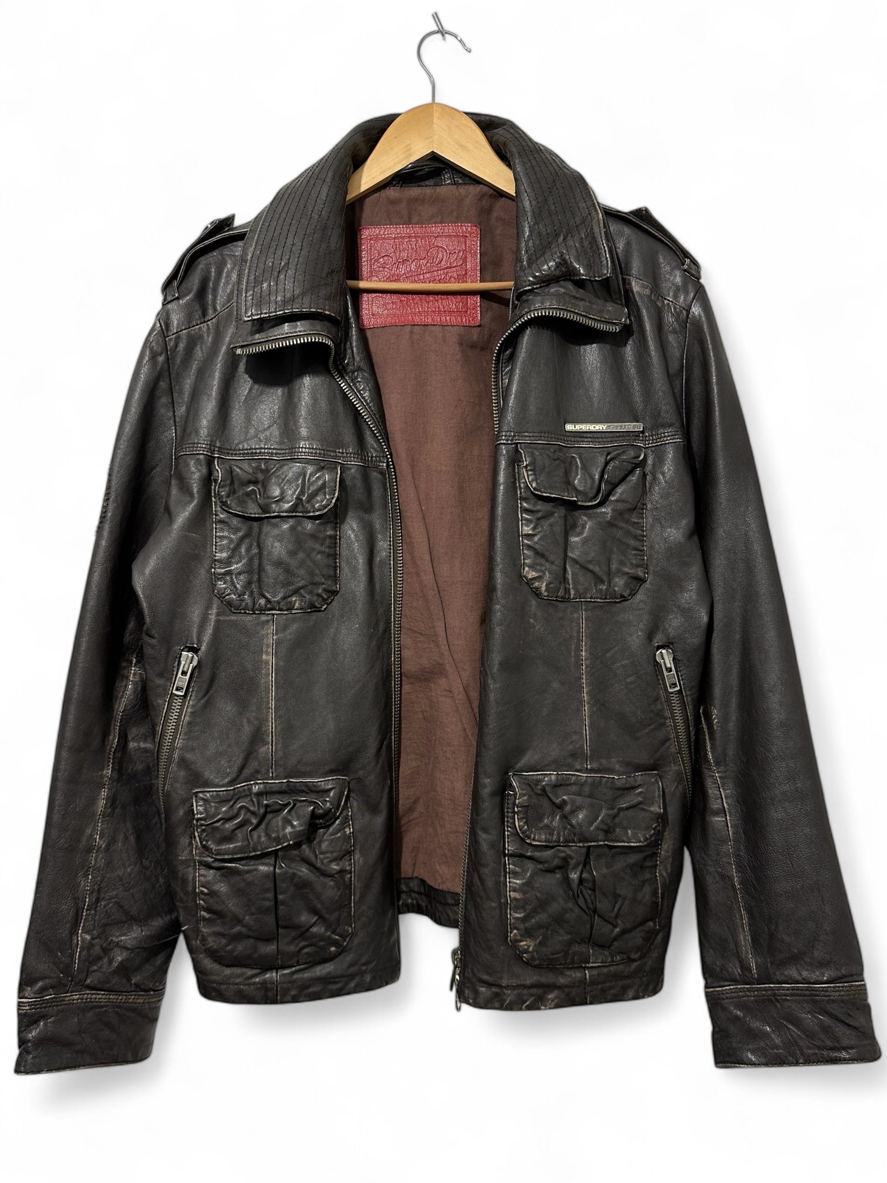 Allsaints × Superdry Superdry Brad Brown Leather Jacket Size US L / EU 52-54 / 3 - 3 Thumbnail