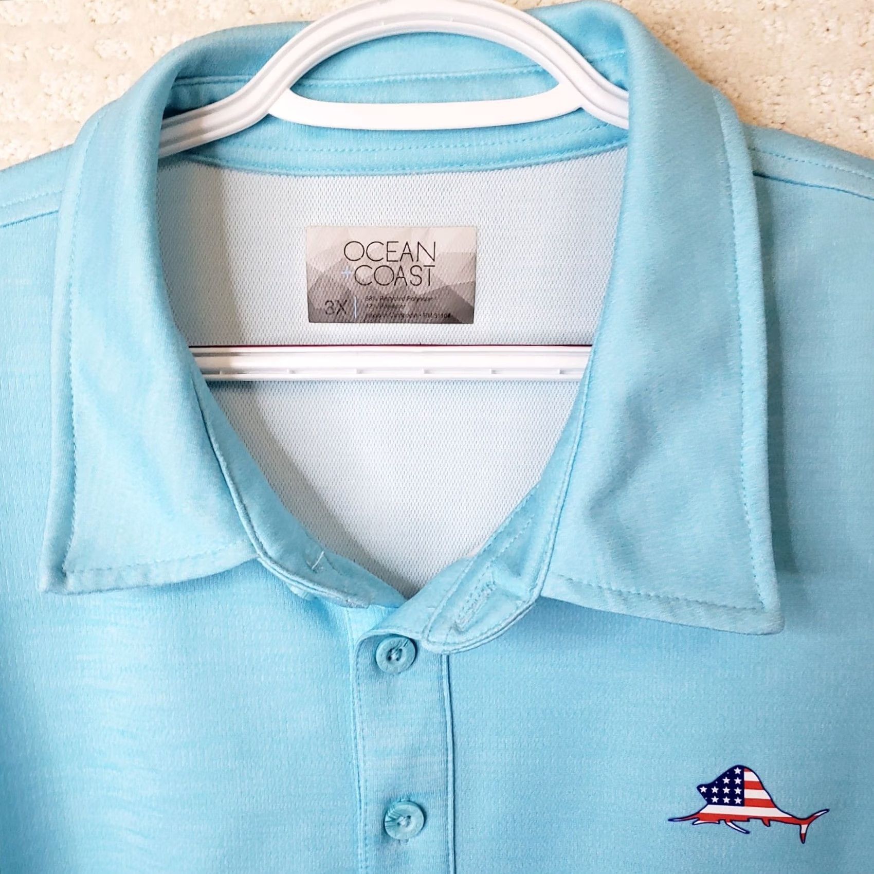 Vintage Ocean & Coast Polo Shirt Men 3XL Blue Short Sleeve Wicking Collared Button 61" Chest Fish Logo Logo Accent Casual Golf Beach Activewear Workwear Size US XXL / EU 58 / 5 - 4 Thumbnail