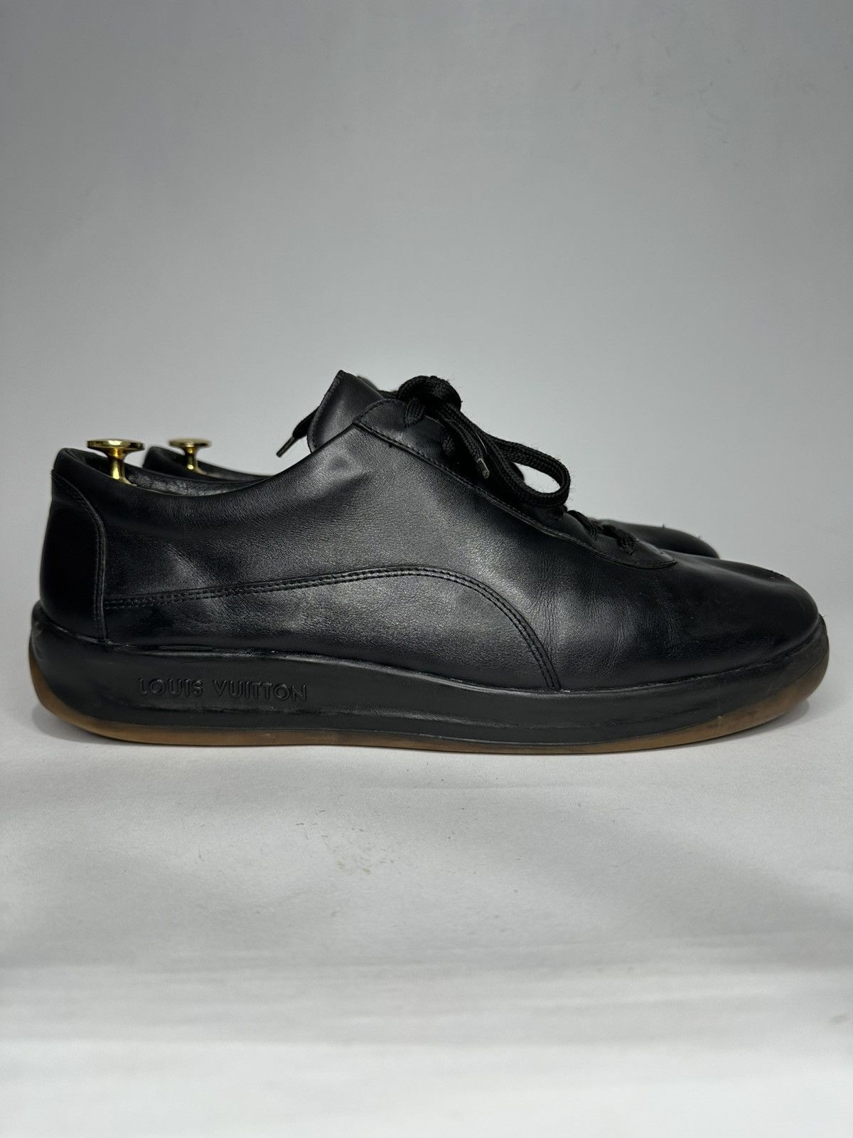 Louis Vuitton Louis Vuitton Black Leather Low Top Sneakers. Size US 12 / EU 45 - 1 Thumbnail