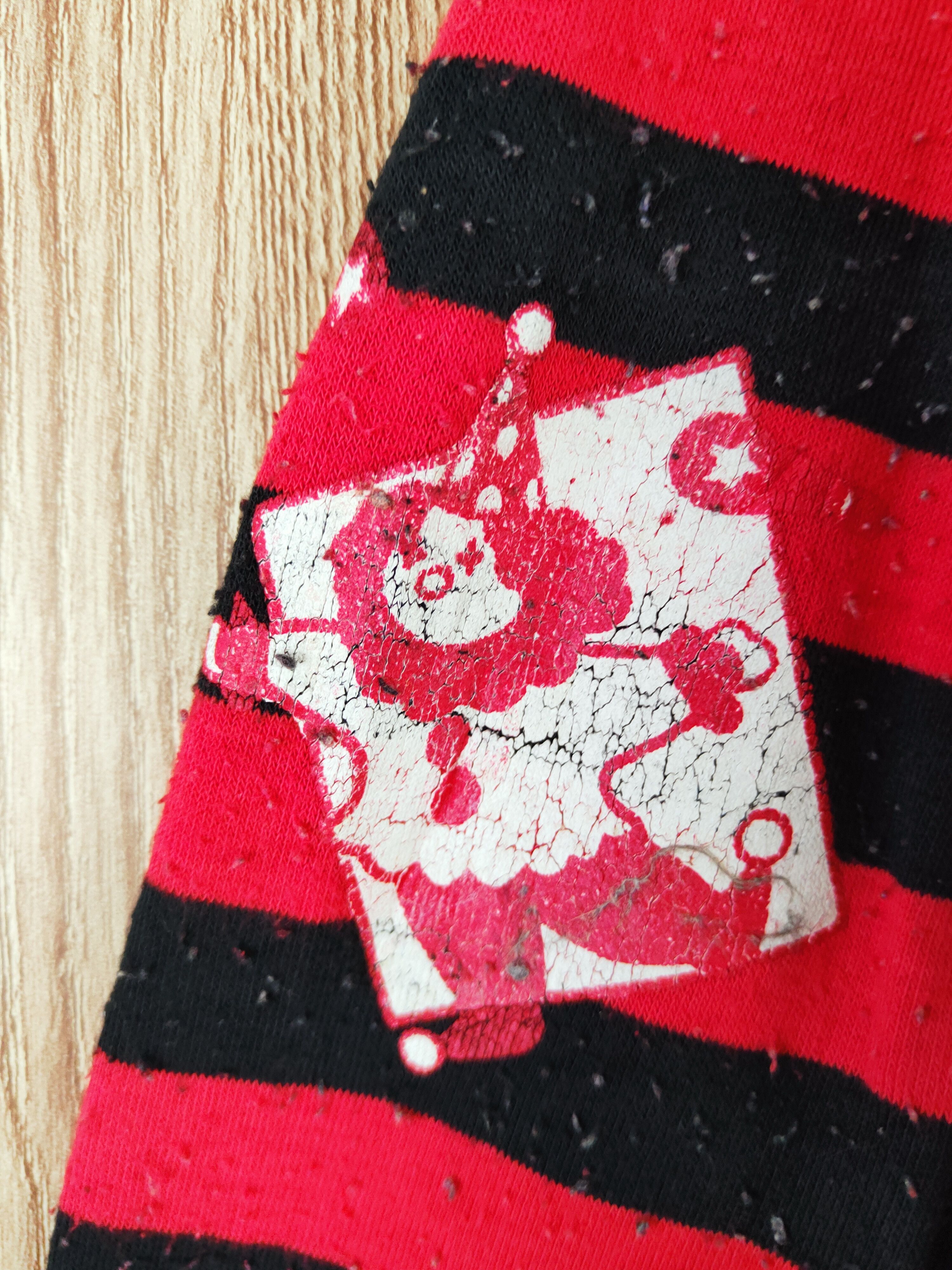 Japanese Brand × Vintage Japanese Brand Red Black Stripe Long Sleeve T-shirts Size L / US 10 / IT 46 - 8 Thumbnail