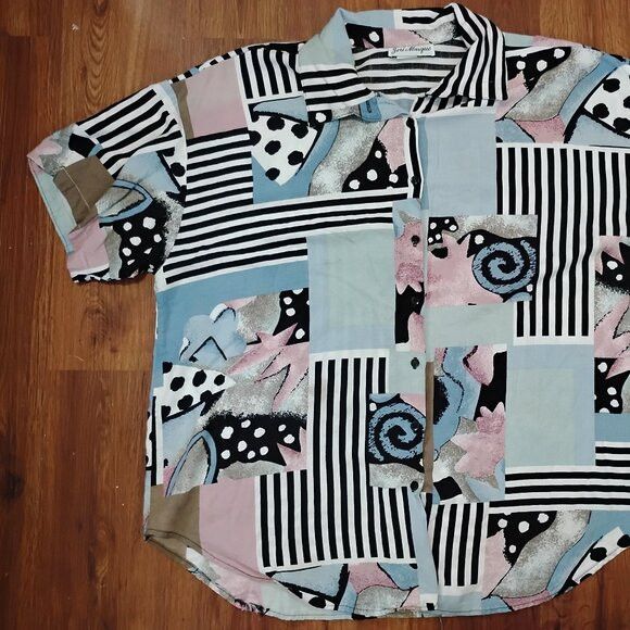 Other Vintage Jeri Marque Abstract Geometric Button Shirt Size US XL / EU 56 / 4 - 2 Thumbnail