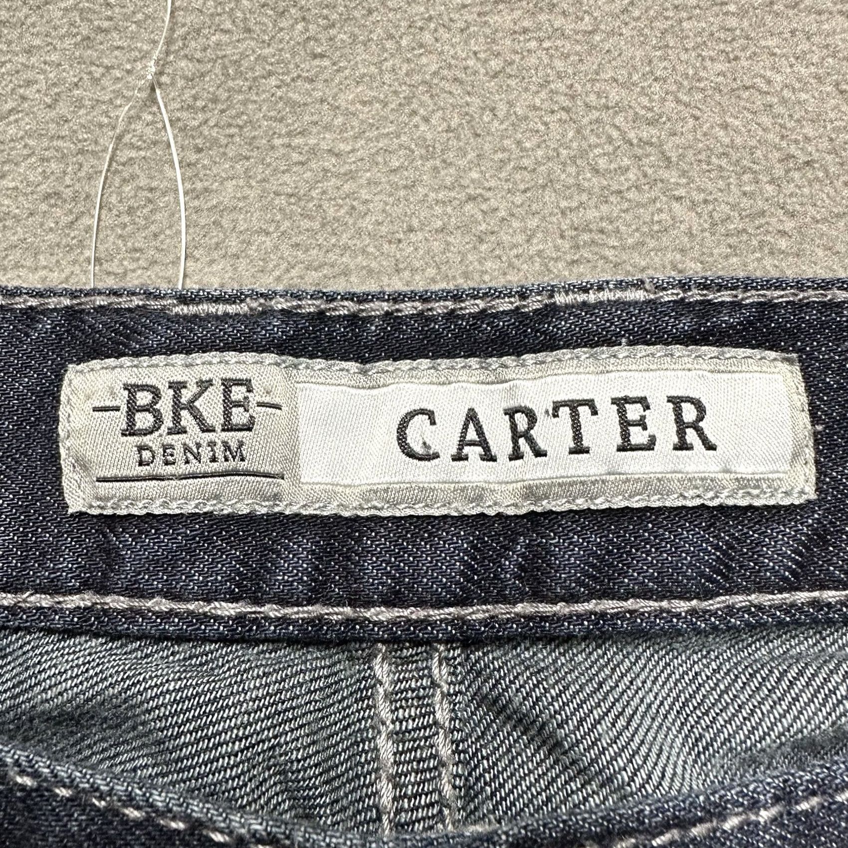 Vintage Buckle BKE Carter Jeans Mens 33R 34x29 Blue Denim Bootcut Dark Wash GUC Size US 33 - 7 Thumbnail