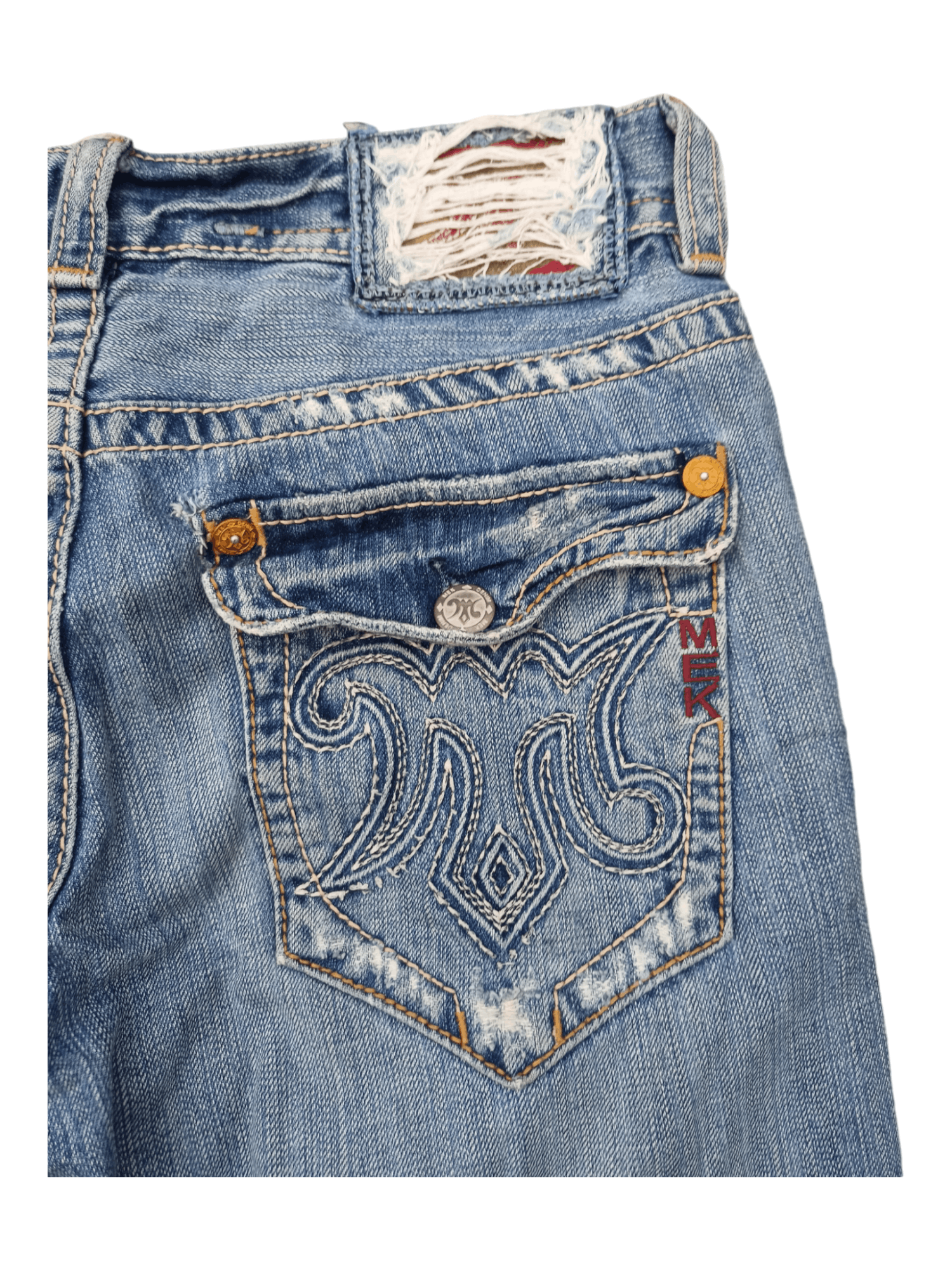 Mek Denim Vintage Mek Denim Distressed Sun Faded Jeans Size US 33 - 13 Thumbnail