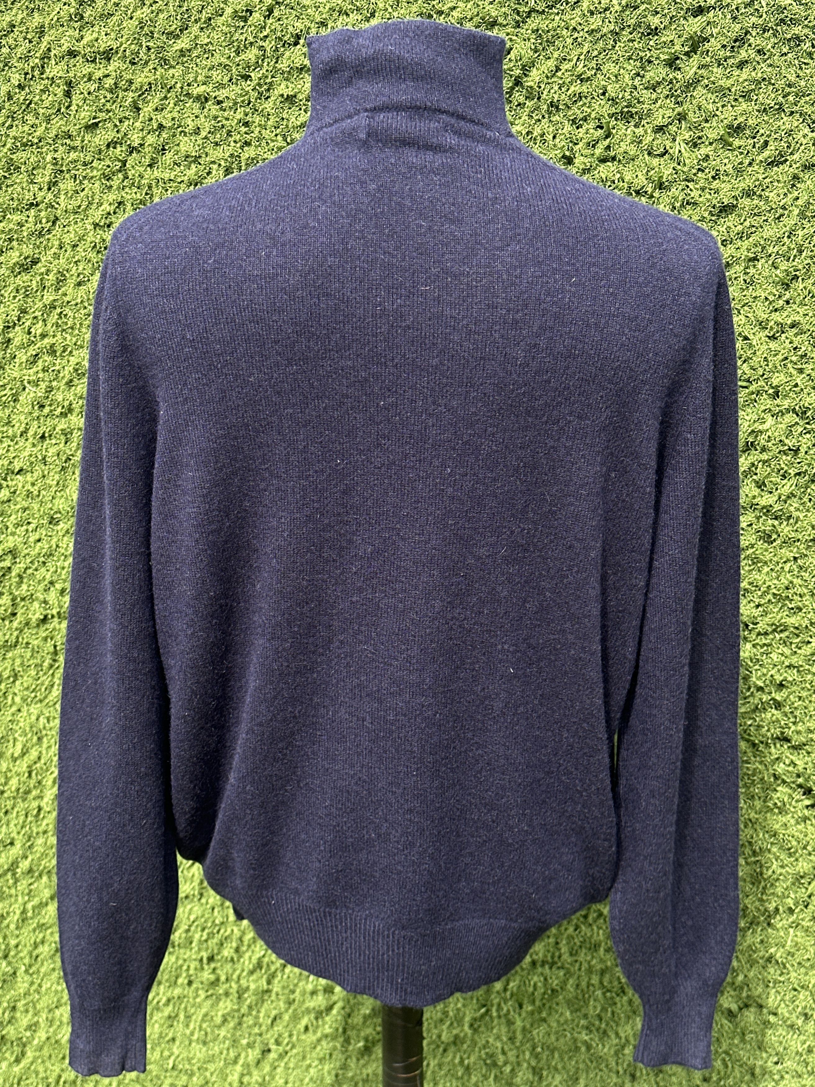 Brunello Cucinelli Brunello Cucinelli Cashmere Half Zip Sweater Navy Size 52 Size US L / EU 52-54 / 3 - 2 Thumbnail