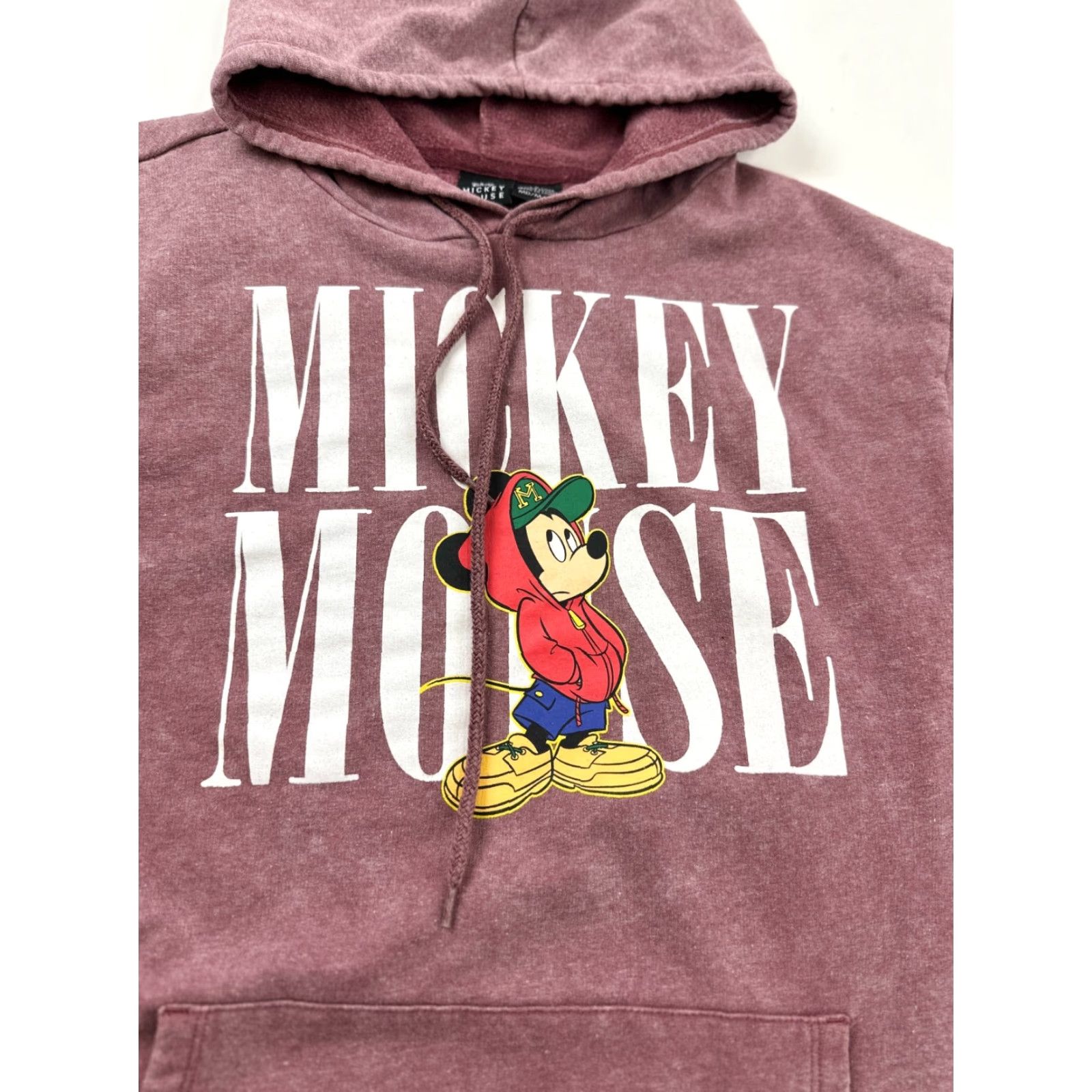Spell Mickey Mouse Hoodie Men Medium Maroon Fleece Lined Sweatshirt Pullover Size US M / EU 48-50 / 2 - 3 Thumbnail
