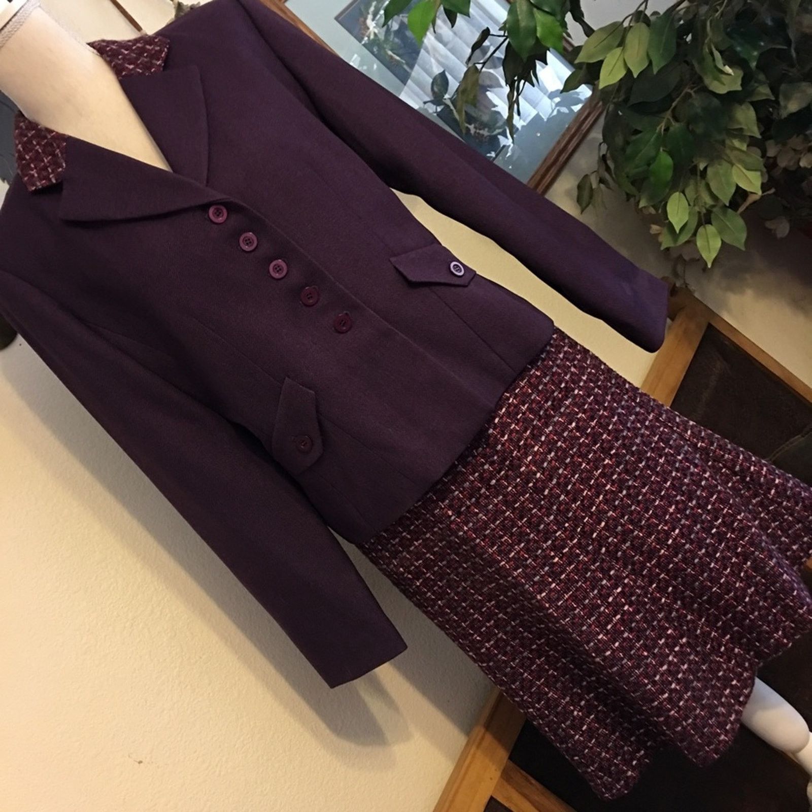 Vintage Vintage Clues Collections tweed skirt suit career Size L / US 10 / IT 46 - 3 Thumbnail