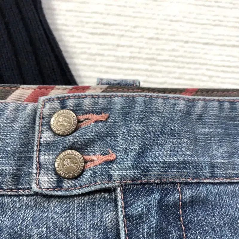 Portuguese Flannel Burberry Blue Cotton Short Denim Skirt. Size 23" - 2 Thumbnail