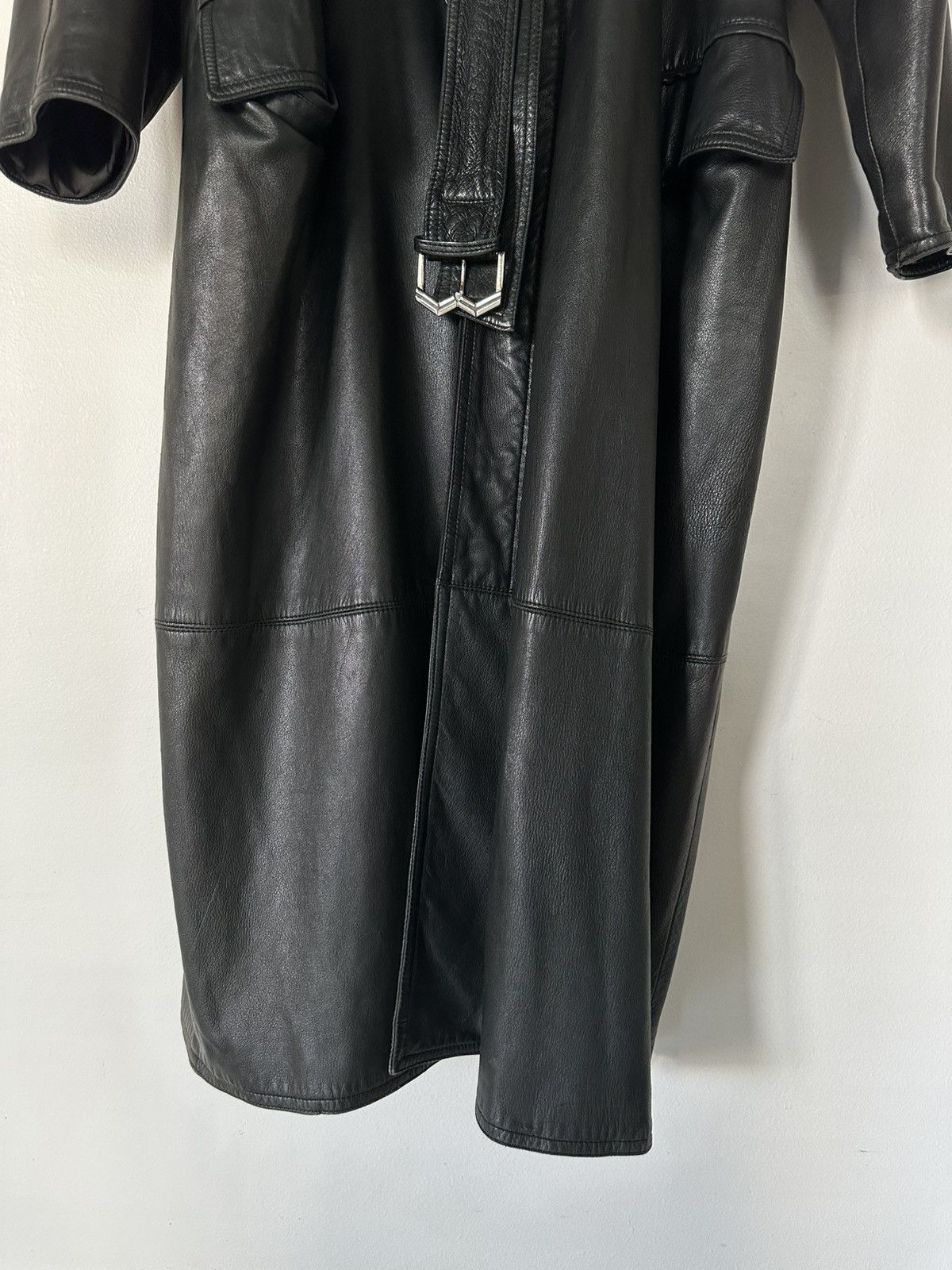 Versace Gianni Versace 80s Black Leather Trench Coat Size US XL / EU 56 / 4 - 3 Thumbnail