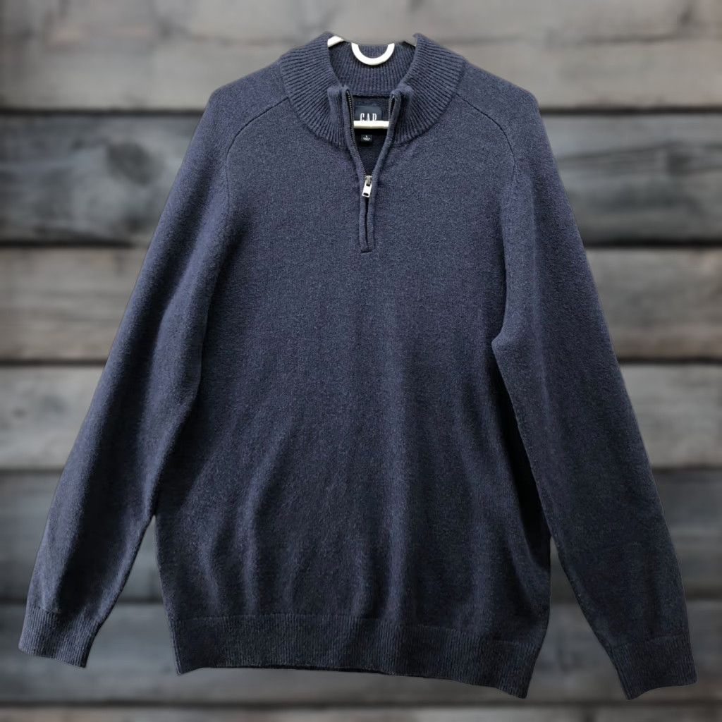 Gap Gap CashSoft Half Zip Pullover Mens L Navy Blue Sweater 1/4 Zip Stretch Size US L / EU 52-54 / 3 - 1 Thumbnail