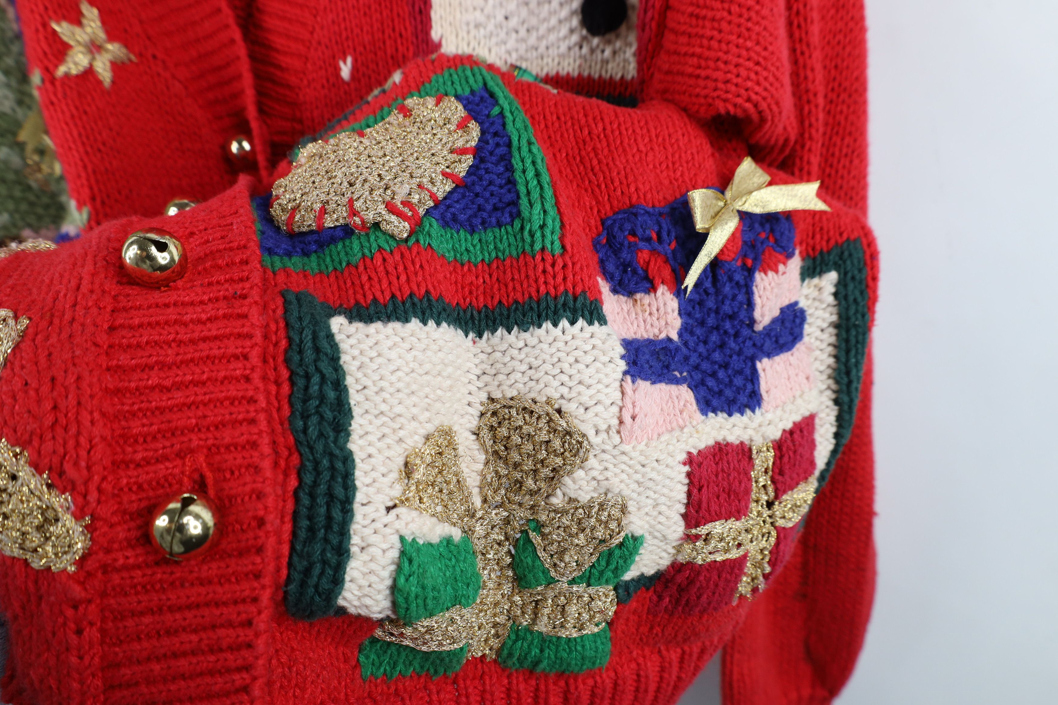 Vintage Vintage 90s Streetwear Bells Christmas Cardigan Sweater Size L / US 10 / IT 46 - 9 Thumbnail
