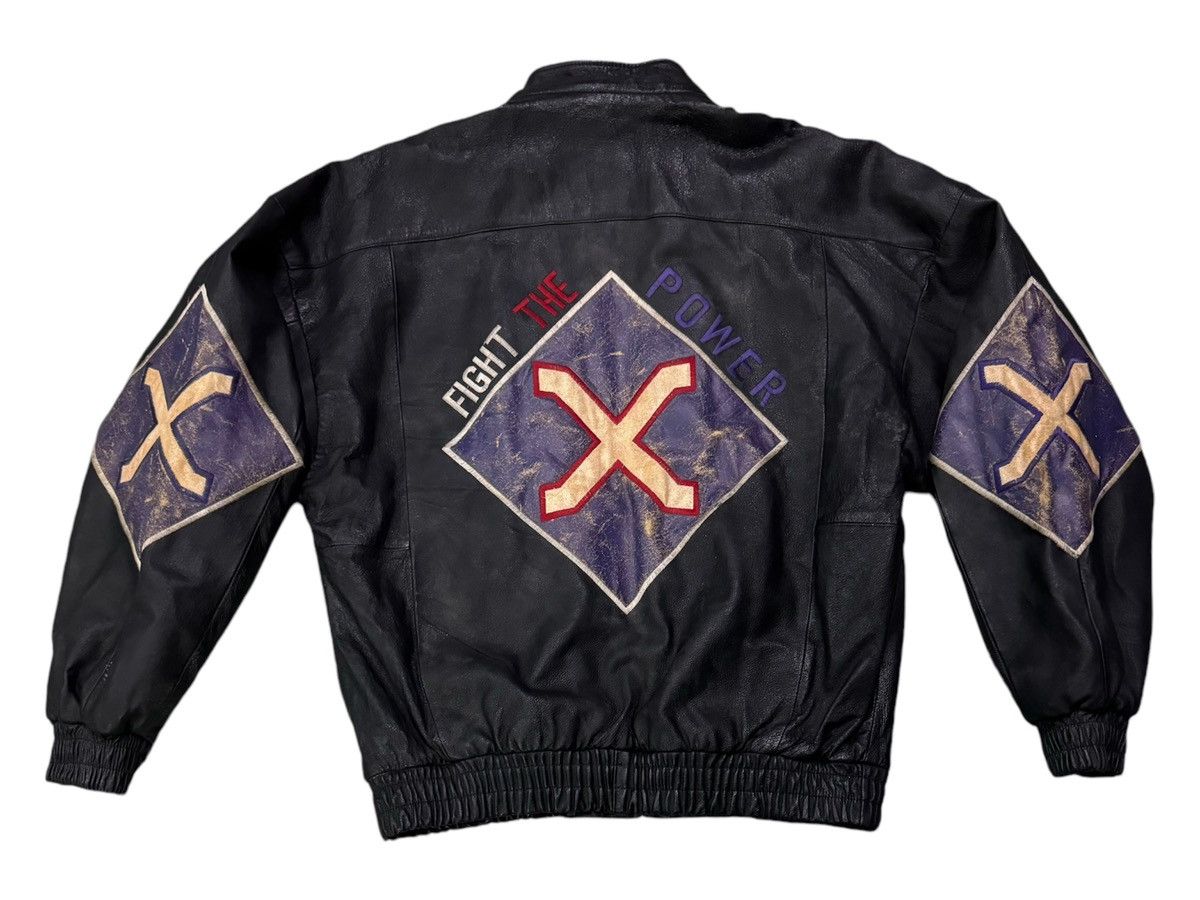 Malcolm X Rap Tees Vintage 1990 s Malcolm X Fight The Power Leather Bomber Jacket Grailed