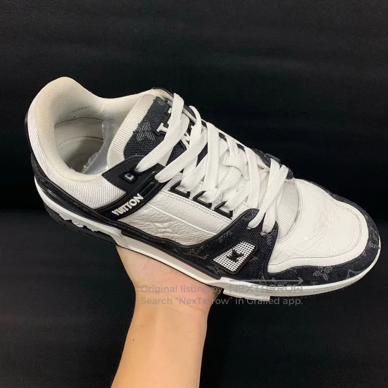 Louis Vuitton Louis Vuitton Trainer Black and White Denim Low Top Board Size US 8 / EU 41 - 7 Thumbnail