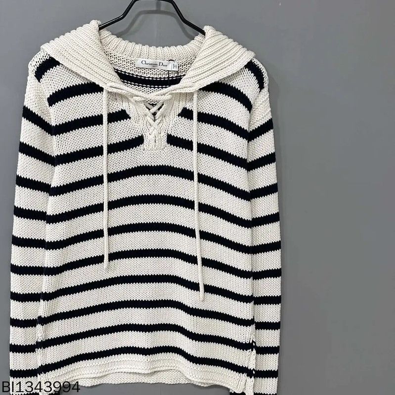 Dior Dior Striped Knit Hooded Pullover Sweater 0089 Size ONE SIZE - 1 Thumbnail