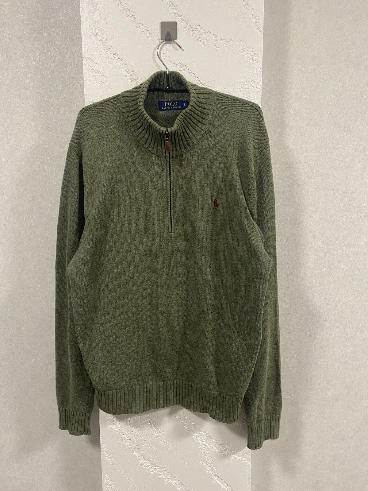 Polo Ralph Lauren Polo Ralph Lauren Green Knitted 1/4 zip Sweater Size: L Size US L / EU 52-54 / 3 - 1 Thumbnail