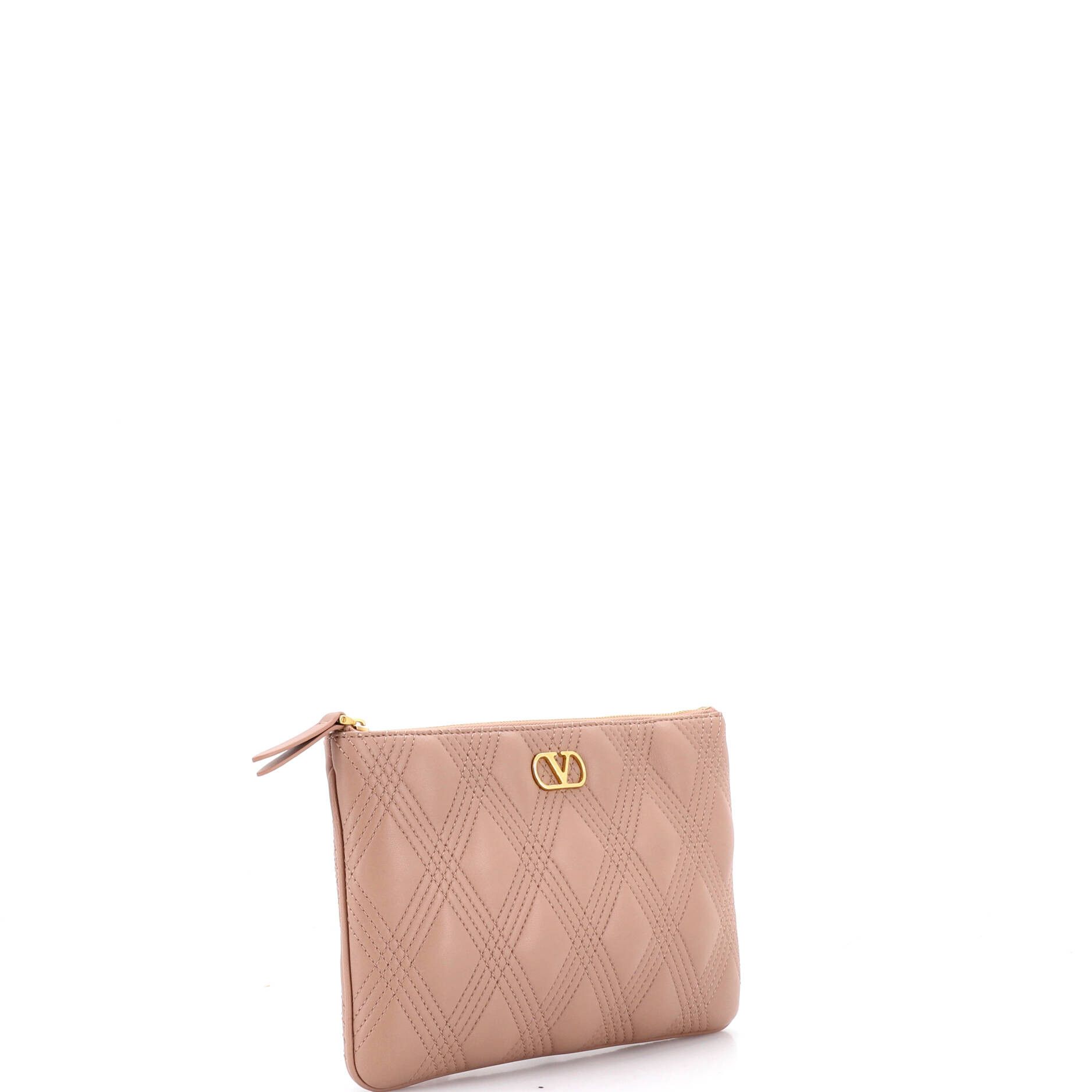 Valentino Quiltie 67 Zip Pouch Quilted Leather Medium Size ONE SIZE - 1 Thumbnail