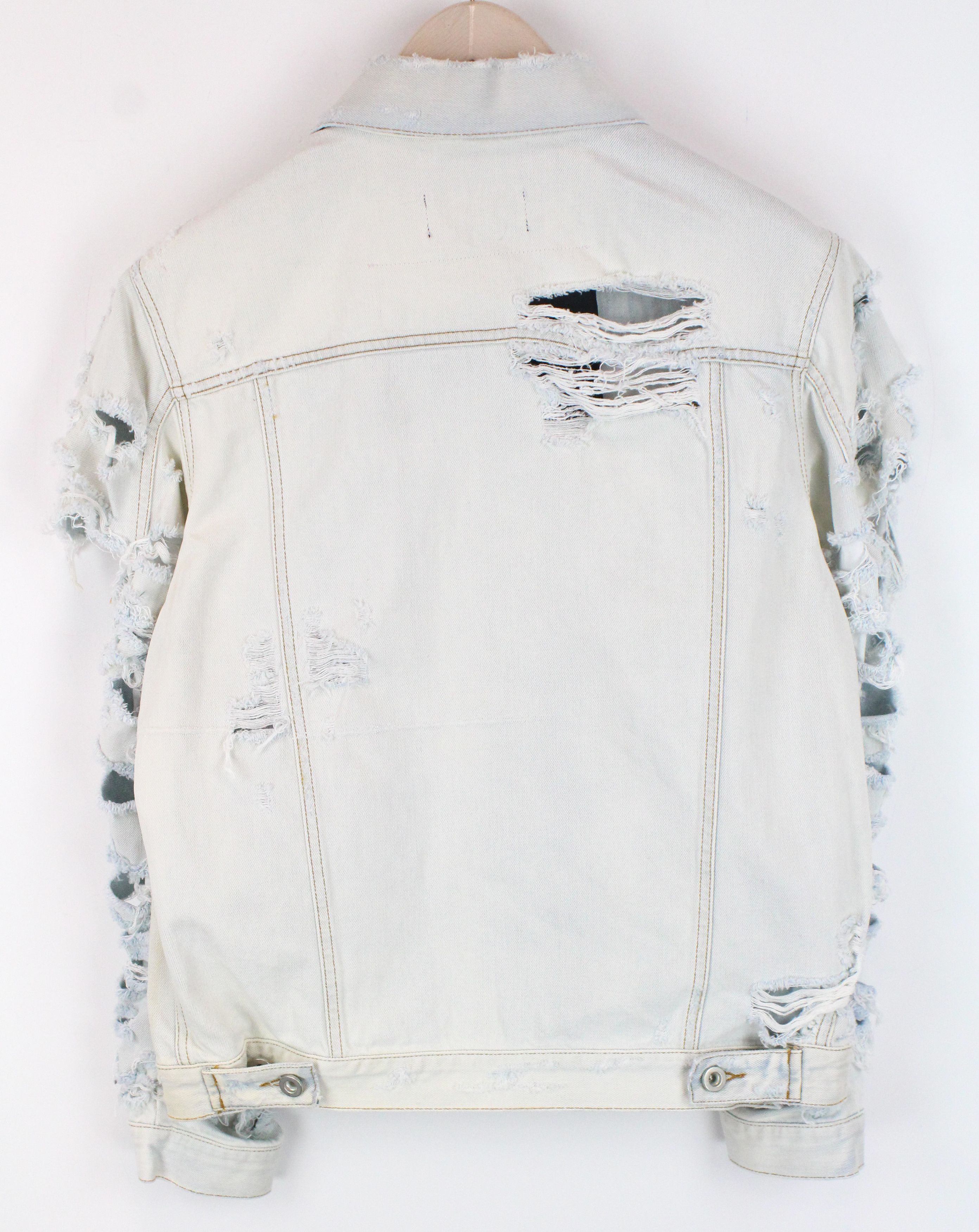 Diesel DE-VISTY 069AV S Blue Washed Cotton Ripped Jacket 55632 Size S / US 4 / IT 40 - 2 Thumbnail