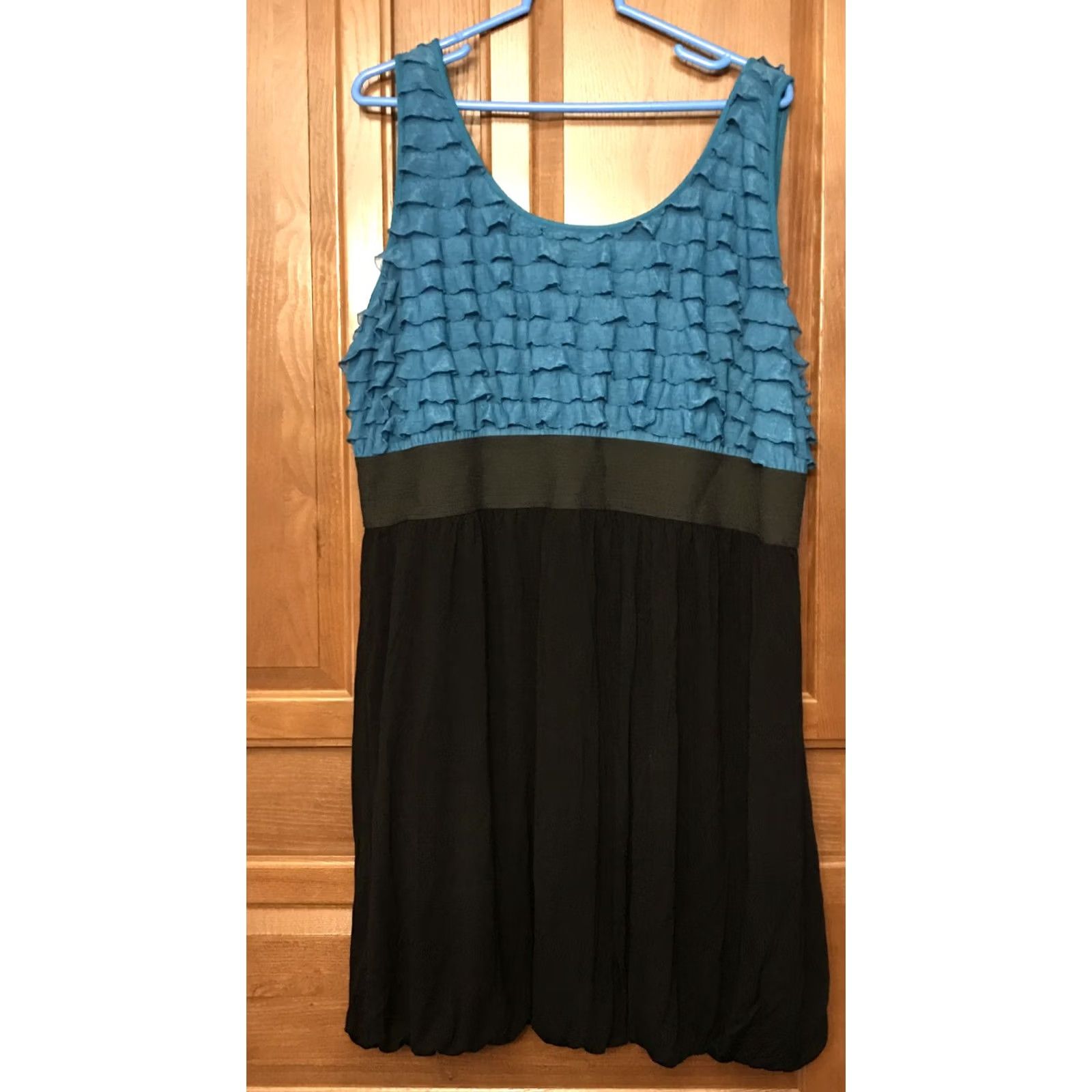 Vintage Maurices Plus Sz 2 Knit Tank Dress Black Blue Ruffle Comfort Stretch Size XXL / US 16-18 / IT 52-54 - 2 Thumbnail