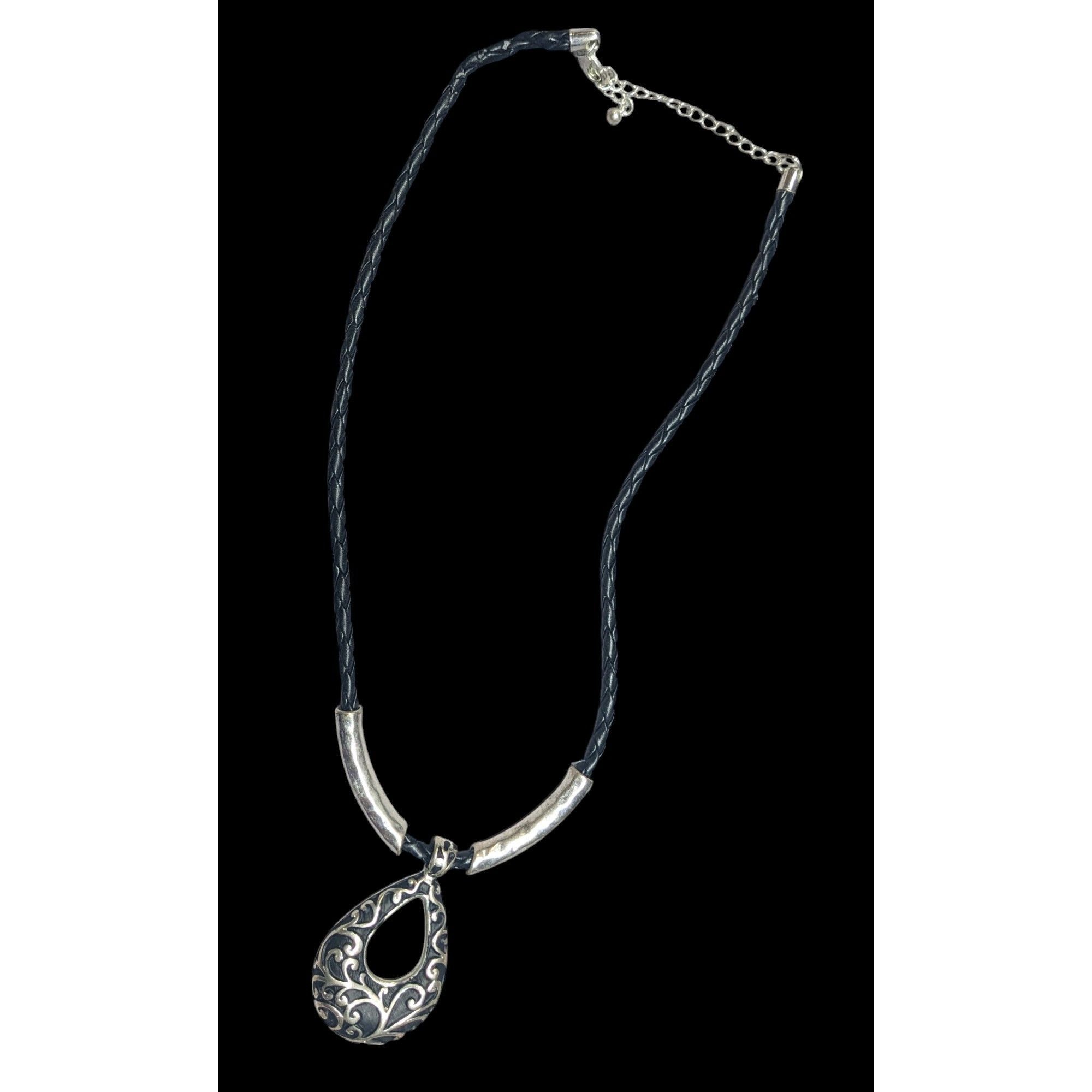 Other Victorian Gothic Floral Scroll Teardrop Black And Silver Ton Size ONE SIZE - 1 Thumbnail