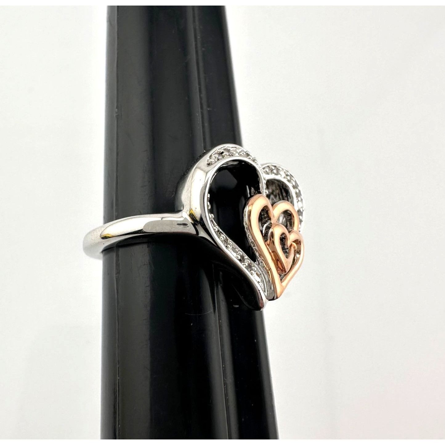Other Natural Diamond Triple Heart Ring - Two Tone - Size 7.25 Size ONE SIZE - 10 Thumbnail