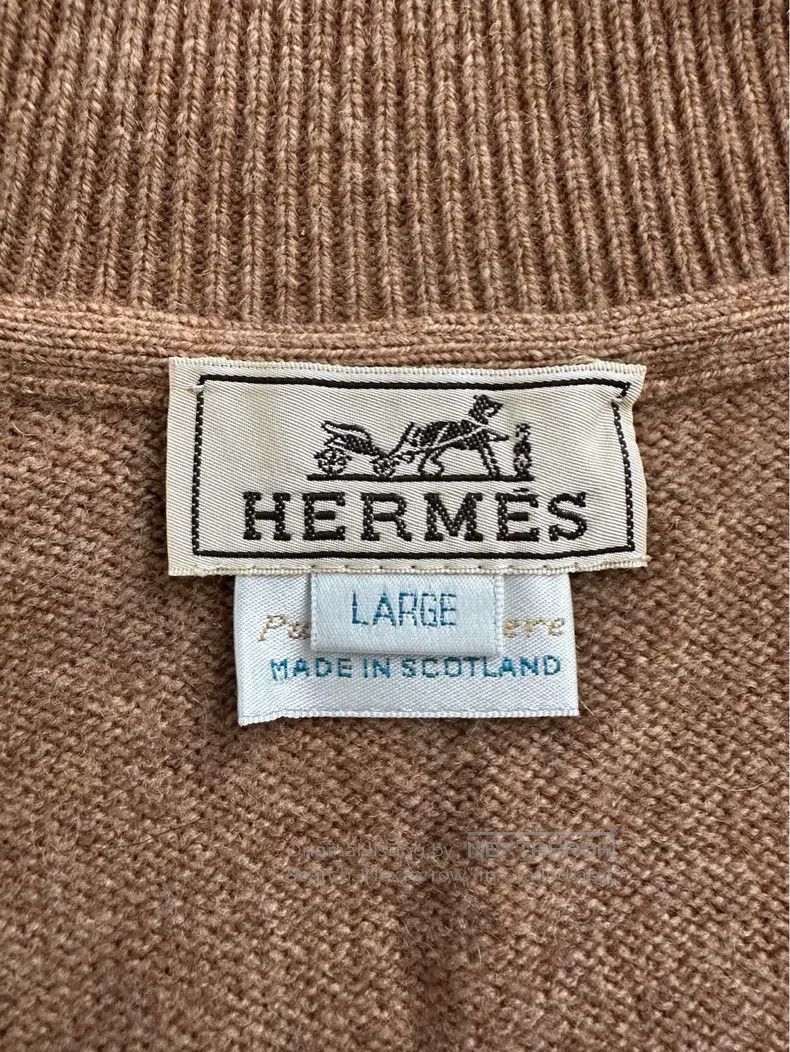Hermes Hermes Vintage Cashmere Knit Long Sleeve Jacket - Caramel Size L / US 10 / IT 46 - 8 Thumbnail