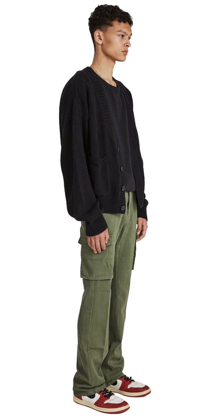 Lac Demure Ruben Kone Flared Cargo Pants Olive Medium Lac Demure Size US 29 - 2 Thumbnail