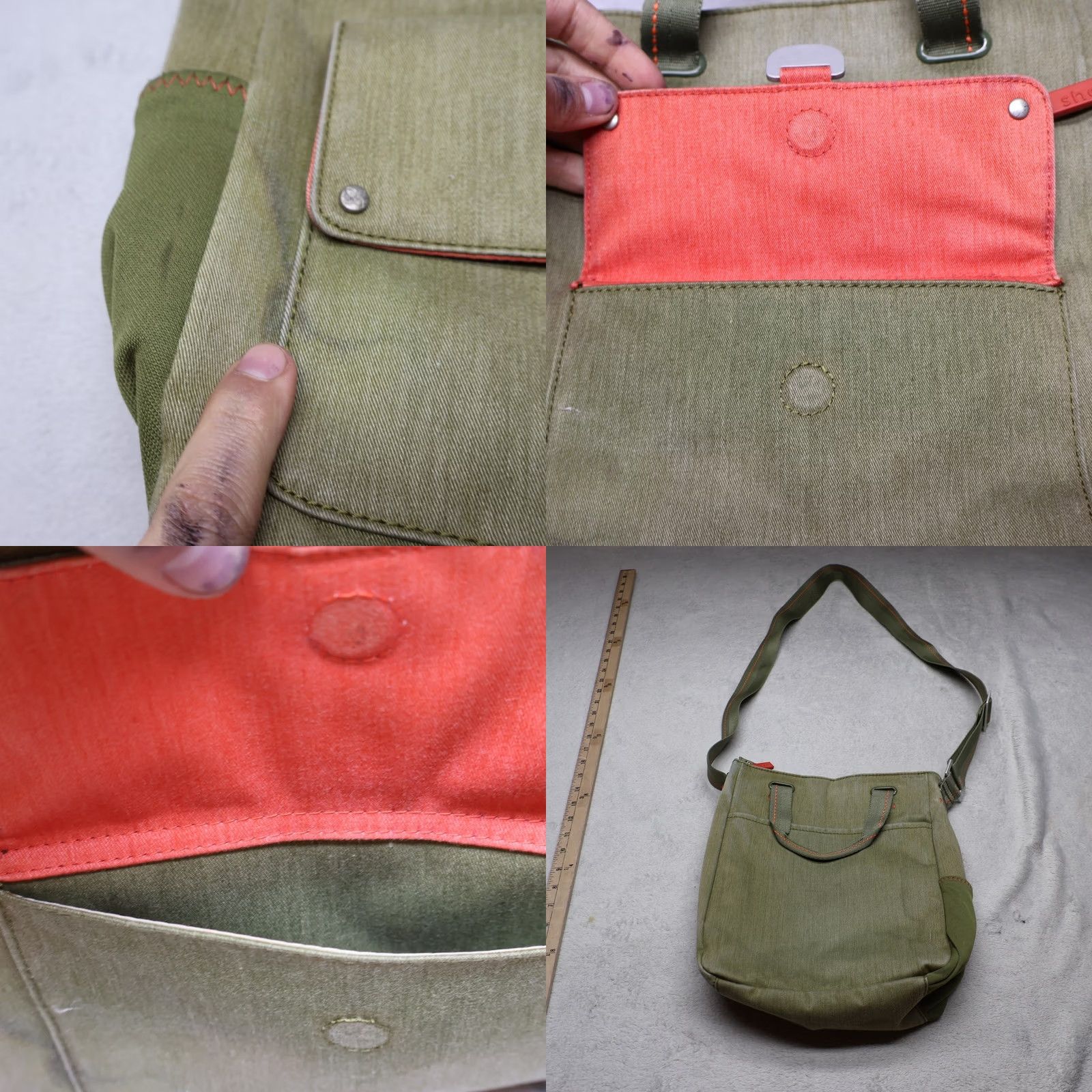 Vintage Sherpani Bag Womens Medium Trevia Crossbody Green Canvas Tote Travel Casual Size ONE SIZE - 8 Thumbnail