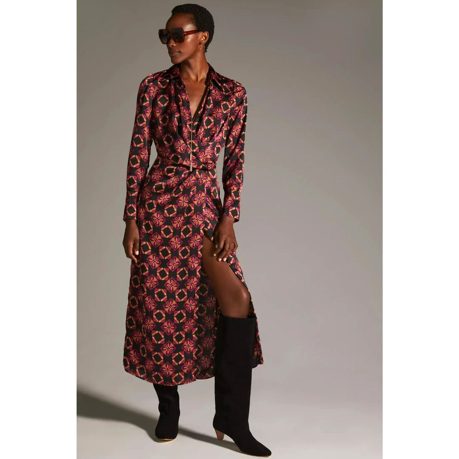 Anthropologie × MISA Los Angeles New Anthropologie MISA Long-Sleeve Wrap Dress$435 XS Black Size XS / US 0-2 / IT 36-38 - 1 Thumbnail