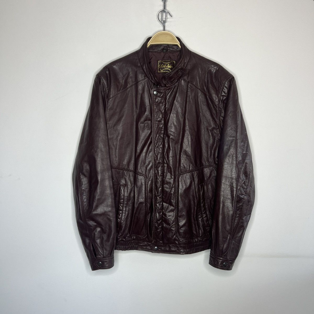 Leather × Vintage Vintage Cherry Leather Motor Biker Jacket Trucker Genuine Size US L / EU 52-54 / 3 - 1 Thumbnail
