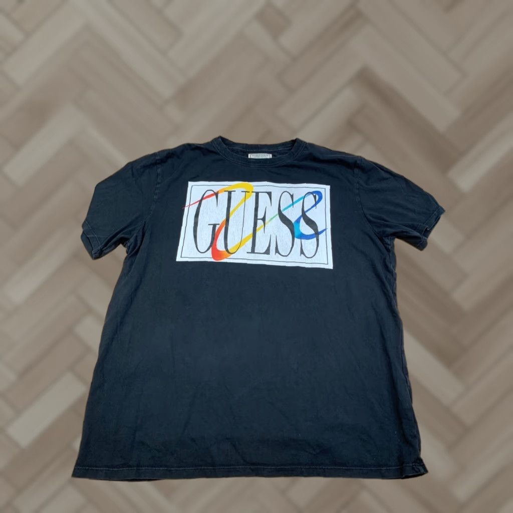 Guess VINTAGE GUESS SHIRT Mens L Black Oversize Box Logo Crew Neck 11430 Size US L / EU 52-54 / 3 - 1 Thumbnail