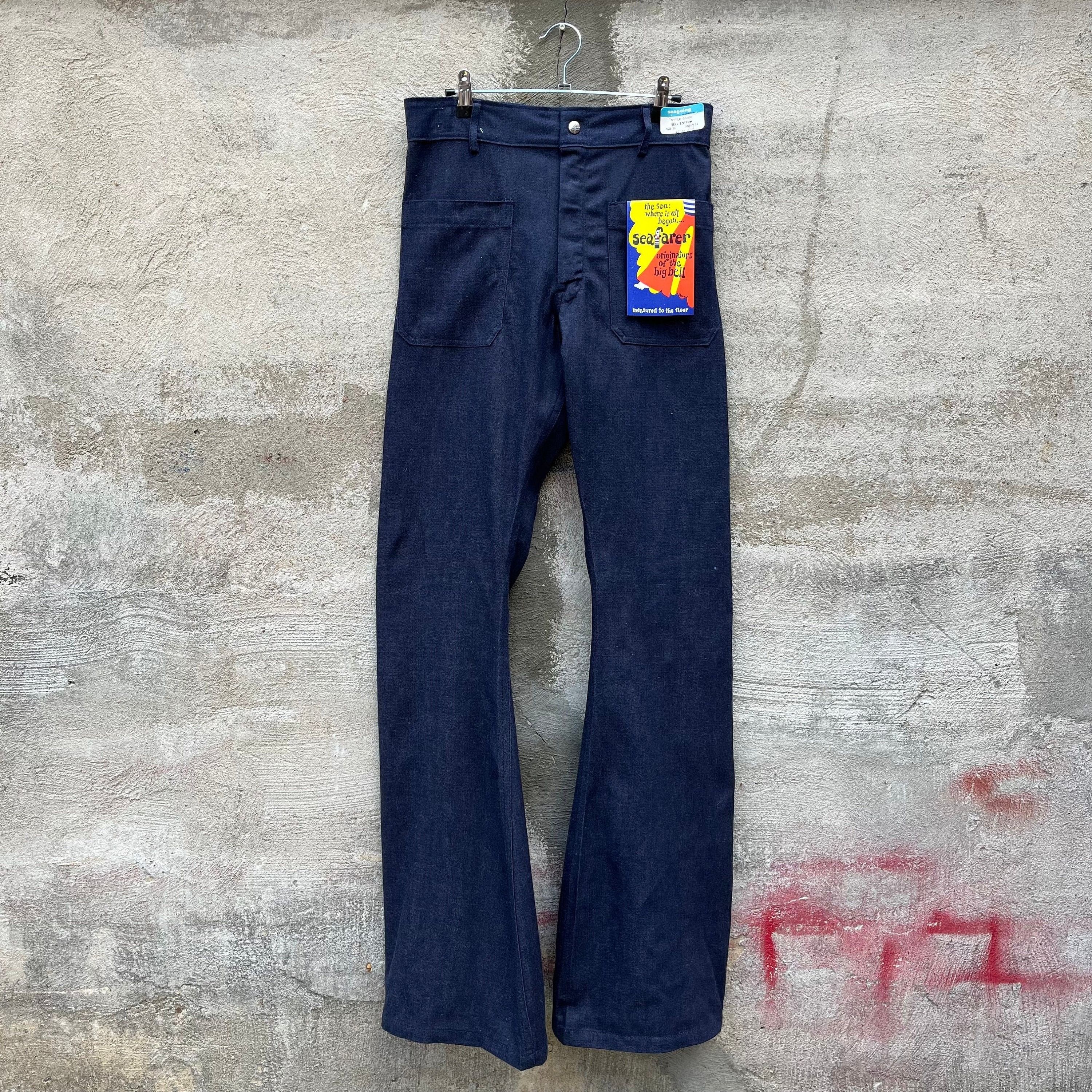 Vintage 80s USN Denim Dungaree Flare Seafarer Pants (NOS) Size US 29 - 1 Thumbnail