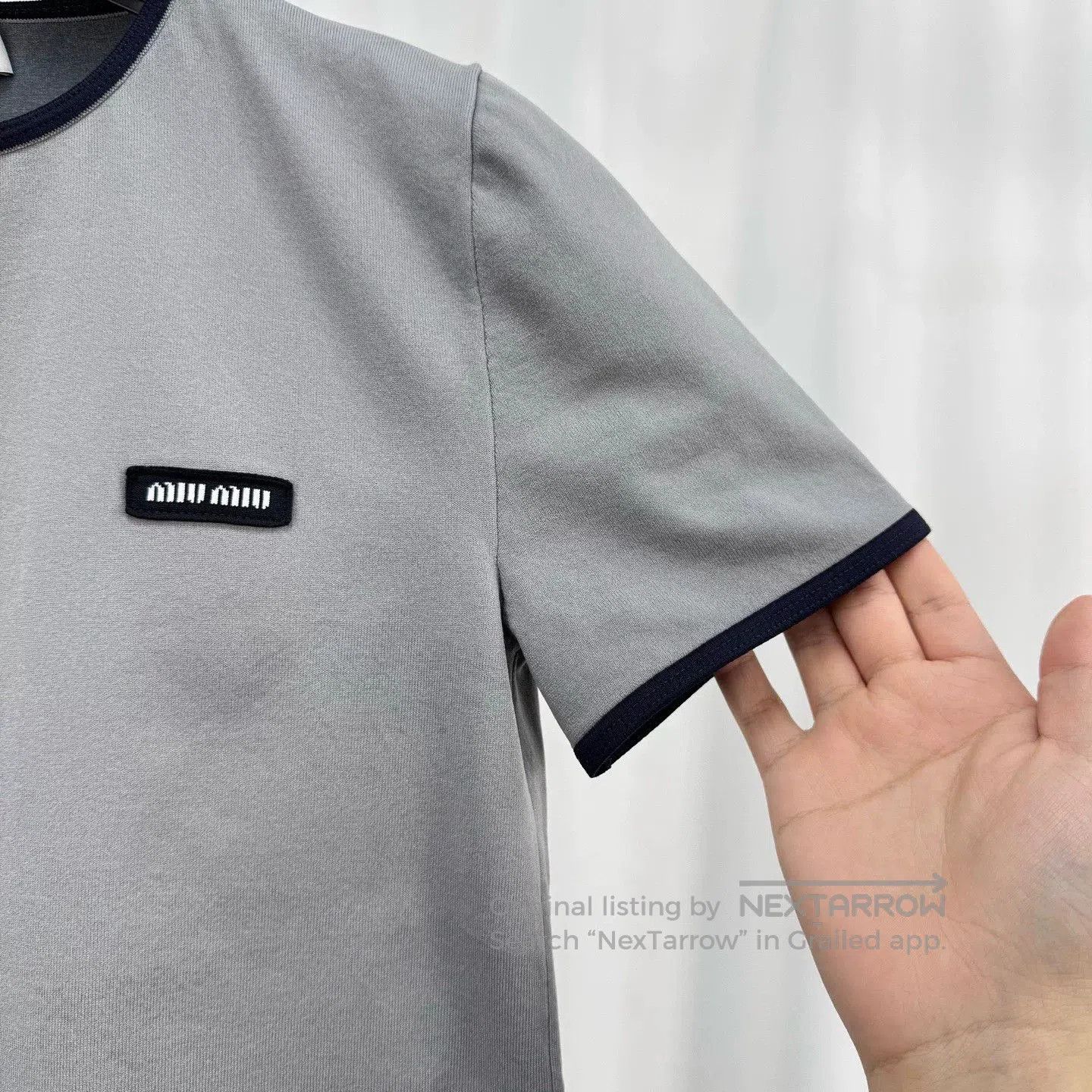 Miu Miu miu miu embroidered knit short sleeve top. Size L / US 10 / IT 46 - 4 Thumbnail