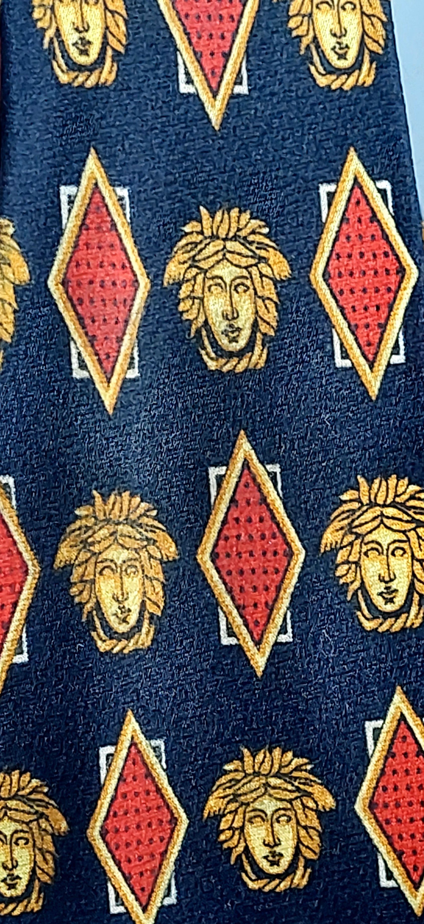 Versace Vintage Gianni Versace Medusa Silk Tie Navy Geometric 90s Size ONE SIZE - 16 Thumbnail