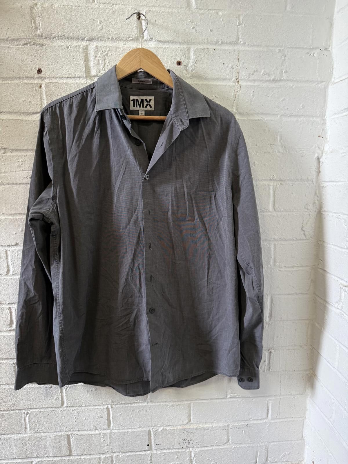Designer 1MX Men's Long Sleeve Casual Shirt Gray Medium Size US L / EU 52-54 / 3 - 3 Thumbnail