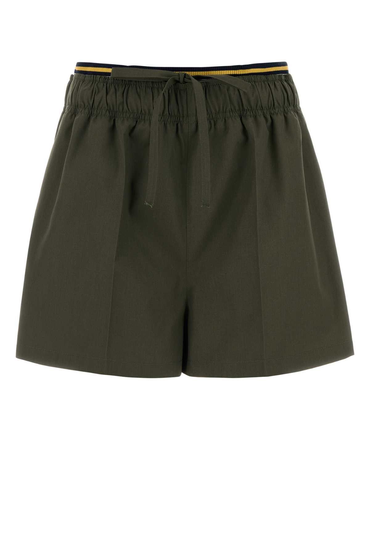 Prada Army Green Poplin Shorts Size 28" / US 6 / IT 42 - 1 Thumbnail