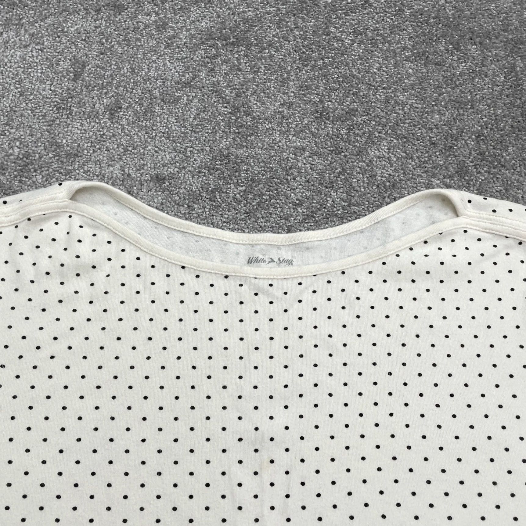 Vintage White Stag Plus Size Polka Dot Shirt Womens 3XL Short Sleeve Crew Neck Casual Top White Size XXL / US 16-18 / IT 52-54 - 3 Thumbnail