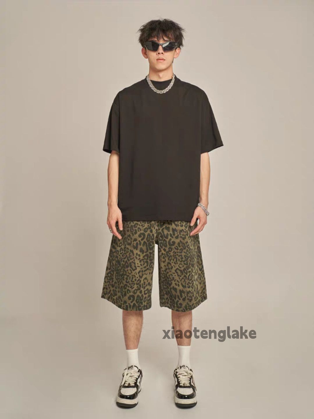 Vintage Unisex utility loose baggy skate hiphop leopard shorts Size US 28 / EU 44 - 5 Thumbnail