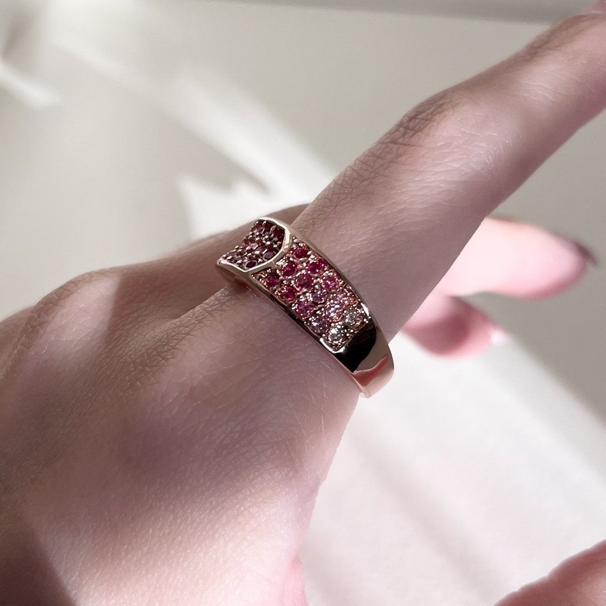 Other 18k rose gold plated pavé belt ring size 8 Size ONE SIZE - 10 Thumbnail