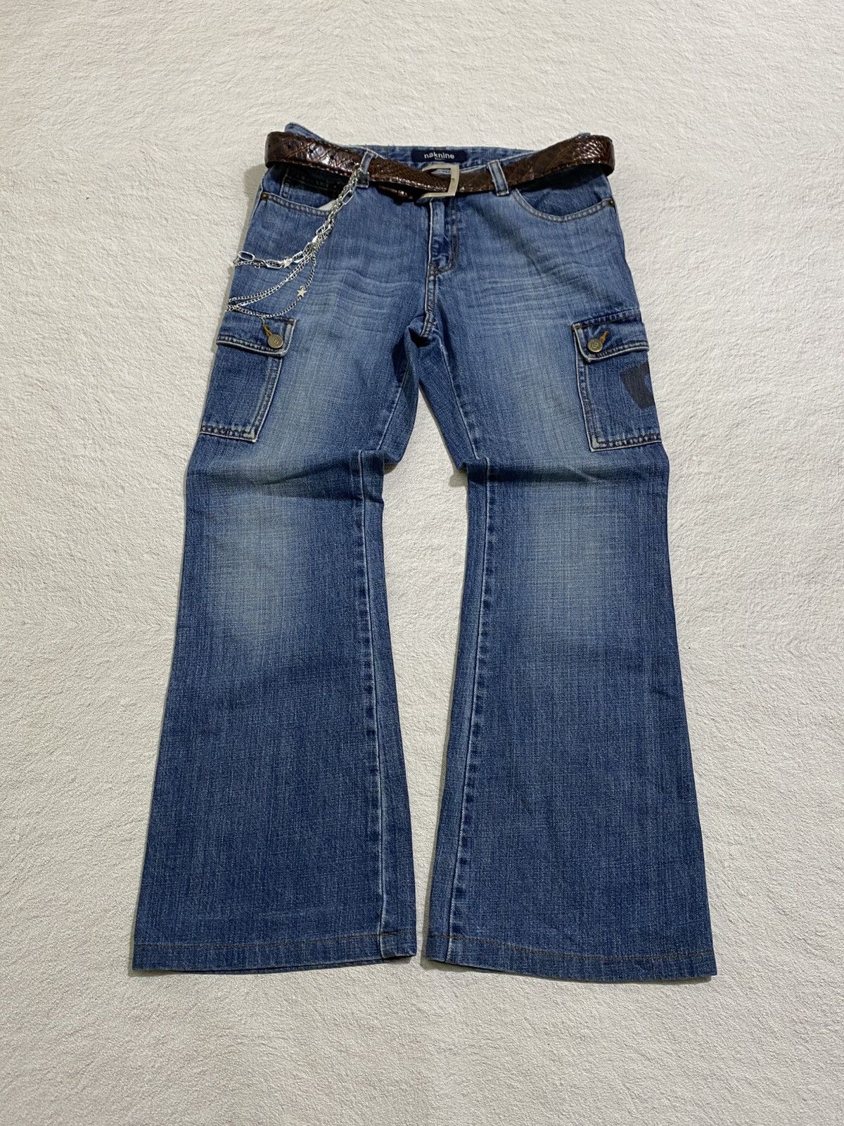 If Six Was Nine × Japanese Brand × Le Grande Bleu (L.G.B.) CRAZY❤️‍🔥 Naknine Flare cargo jeans Size US 29 - 1 Thumbnail