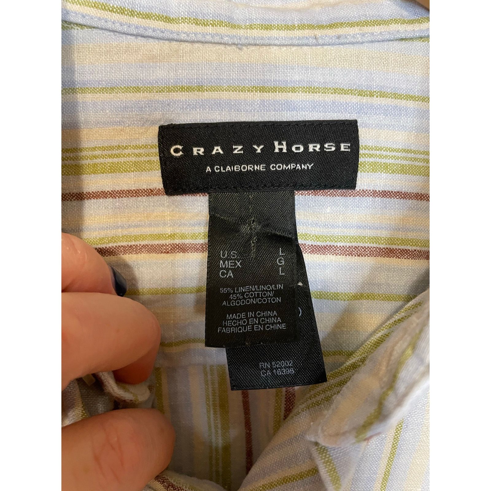 Other Crazy Horse Linen Blend Stripe Casual Long Sleeve Button Up Size US L / EU 52-54 / 3 - 4 Thumbnail