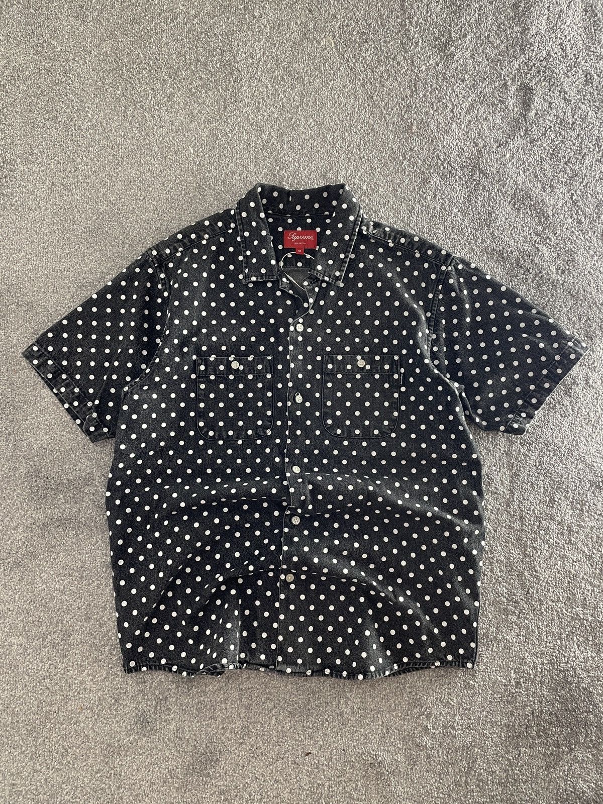 Supreme white and black denim polka dot supreme button up shirt Size US M / EU 48-50 / 2 - 1 Thumbnail